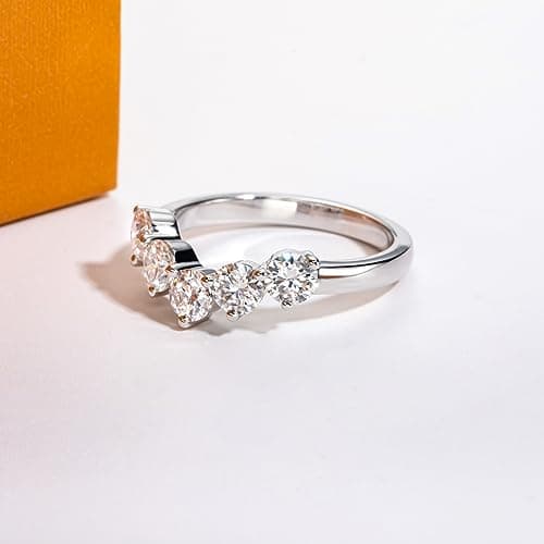 AimiIee D Color VVS1 Moissanite Eternity Ring 925 Silver Anniversary Band