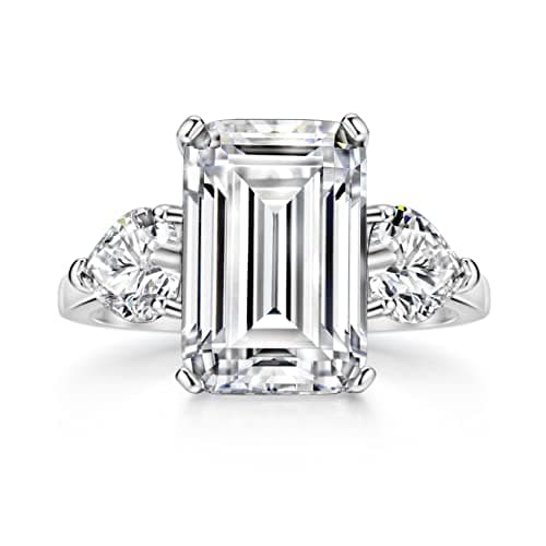 Sterling Silver Emerald Cut Engagement Ring for Women