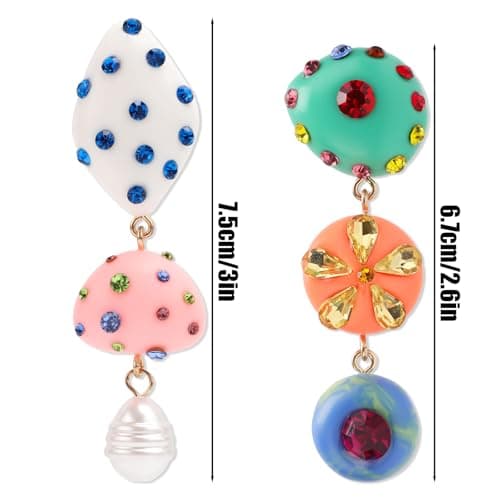 Mikovivi Vintage Asymmetrical Rhinestone Dangle Earrings for Women Boho Jewelry