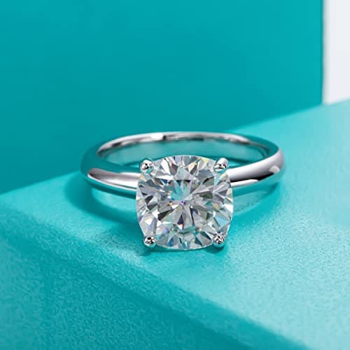 AnuClub Emerald Moissanite Engagement Ring, 925 Sterling Silver, Eternity Wedding Band