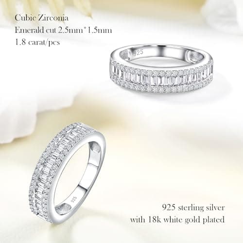Elegant Sterling Silver Gemstone Wedding Band for Women and Men - Size 6 to 10