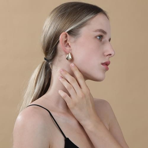 Hypoallergenic Gold Hoop Earrings for Women, Trendy 25/35mm Open Teardrop Dupes