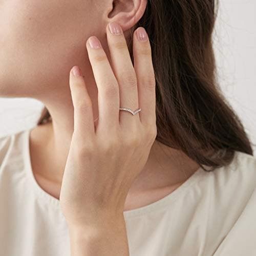 Michooyel Sterling Silver V Shape Chevron Rings for Women