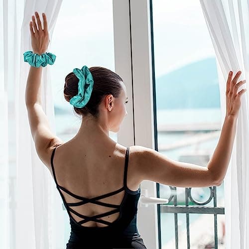 3 Pack Silk Satin Scrunchies - Blackish Green, Pink Champagne | Luxurious Hair Accessories