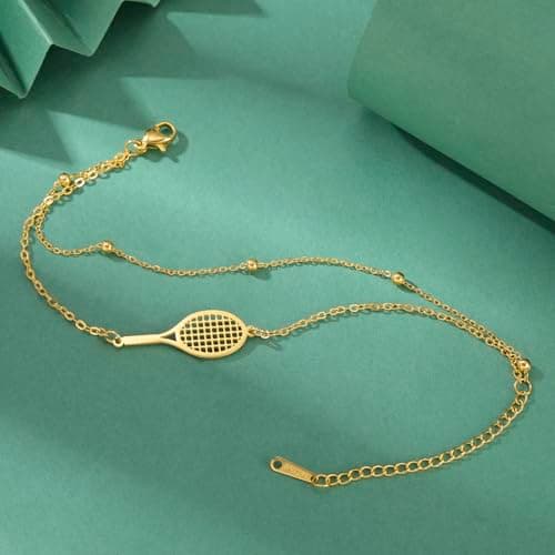 VASSAGO Adjustable Tennis Racket Charm Bracelet Gifts for Tennis Enthusiasts