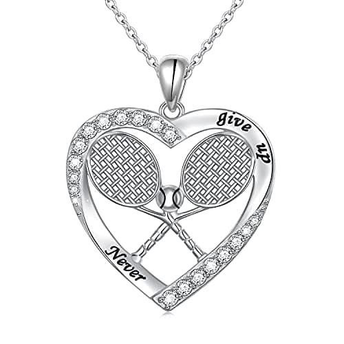 DAOCHONG S925 Sterling Silver Tennis Racket Pendant Necklace Gift