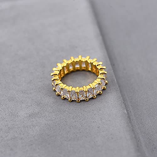 Nossa Green Emerald 5 Carat 18K Gold Plated Eternity CZ Ring