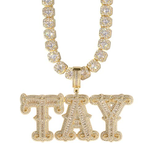 3UMeter Diamond Iced Out Custom Name Chain Necklace for Men & Women
