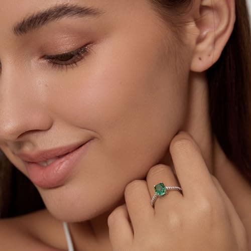 Michooyel 1.5ct Cushion Cut S925 Green Wedding Ring for Women