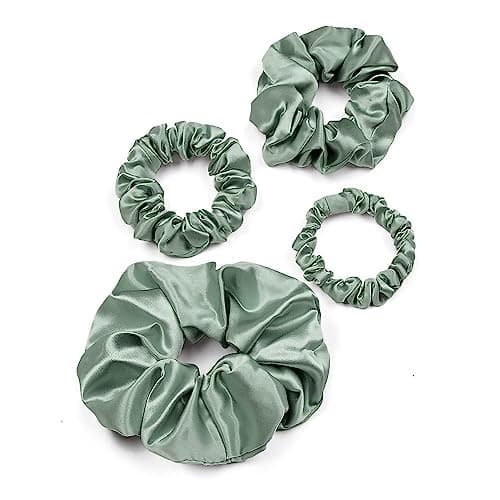 LilySilk 6A Grade Mulberry Silk Scrunchies Set - Black