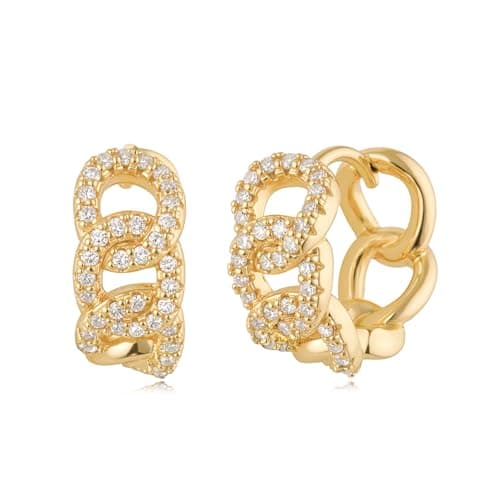 MYEARS 14K Gold Plated Hypoallergenic Women's Gold Earrings Cubic Zirconia Hoop
