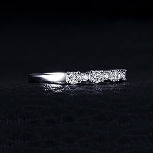 JewelryPalace Half Eternity 925 Sterling Silver Promise Ring for Women, Classic CZ Anniversary Band