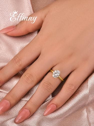 Effinny 2.0ct Moissanite Ova Cut Solitaire Ring, D Color VVS1, 925 Silver