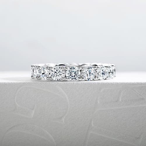 Gobaalele 5A Grade Round/Cushion Cut Cubic Zirconia Eternity Ring for Women