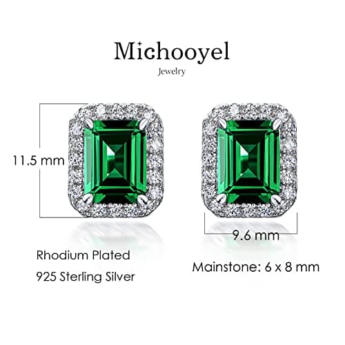 Refined title: S925 1.5ct Lab-grown Emerald Halo Stud Earrings in Sterling Silver