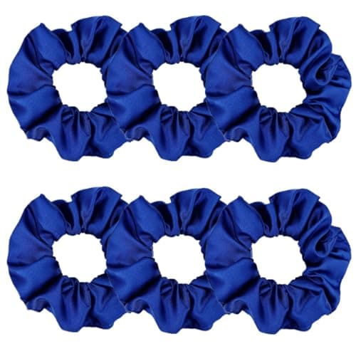 Silk Scrunchies for Women, Soft Hair Ties in Black (4.3 inch)