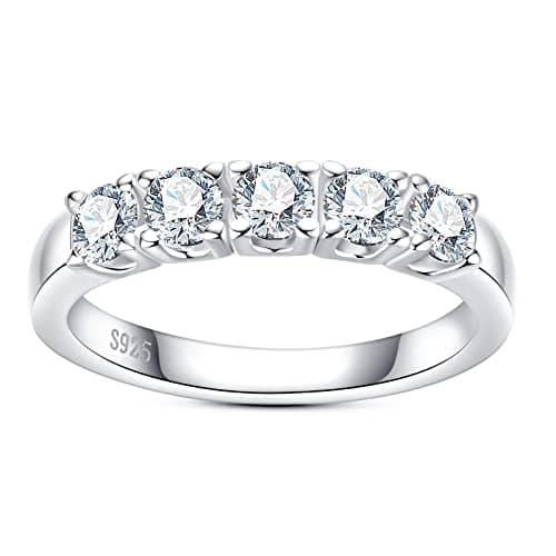 AimiIee D Color VVS1 Moissanite Eternity Ring 925 Silver Anniversary Band