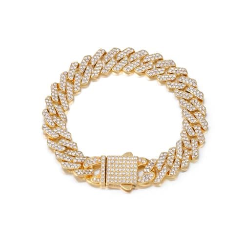 Yunhazit Cuban Link Diamond Bling Silver/Gold Necklace for Women