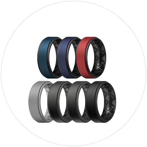Egnaro Breathable Silicone Wedding Bands for Men - Multipack Step Edge