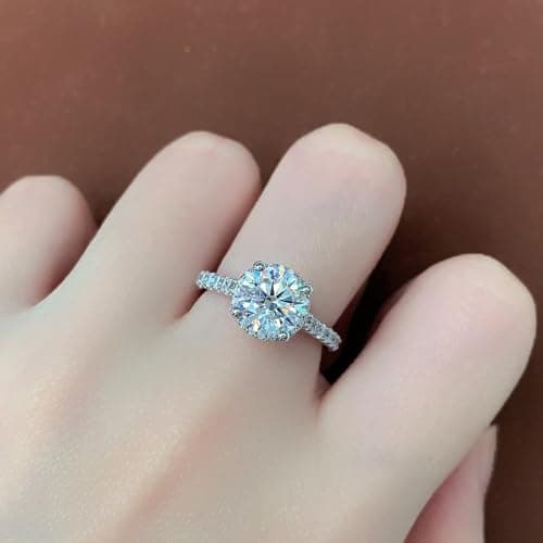 CGSRING 2ct Round Cut Moissanite Halo Engagement Ring for Women