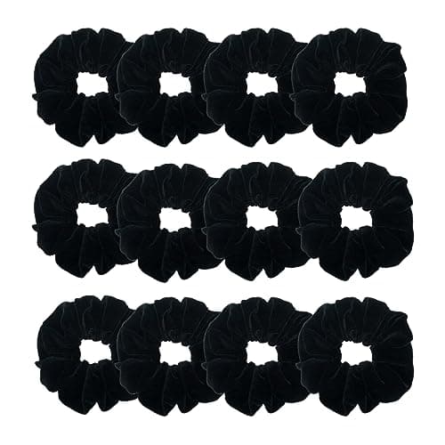 Large Yellow Velvet Scrunchies for Thick Hair (12pcs)