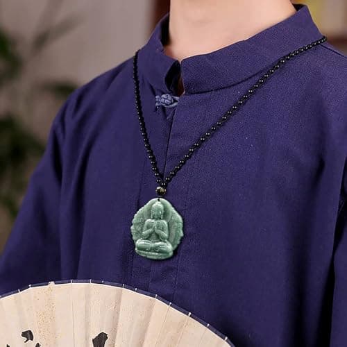Natural Jade Buddha Necklace Pendant for Men and Women