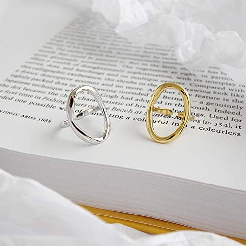 Kokoma Oval Round Sterling Silver Open Loop Geometric Ring for All Fotos
