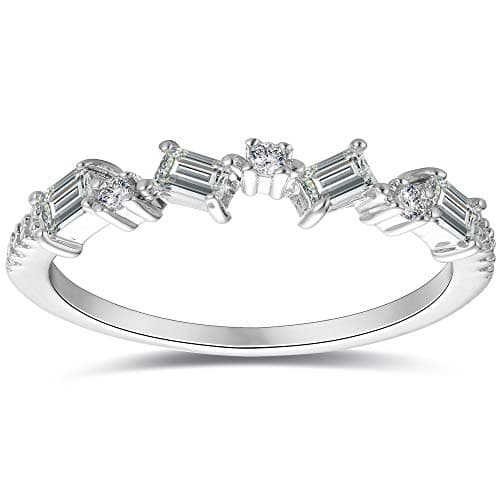 BLOSSOM & HUE .925 Sterling Silver Baguette CZ Half Eternity Ring