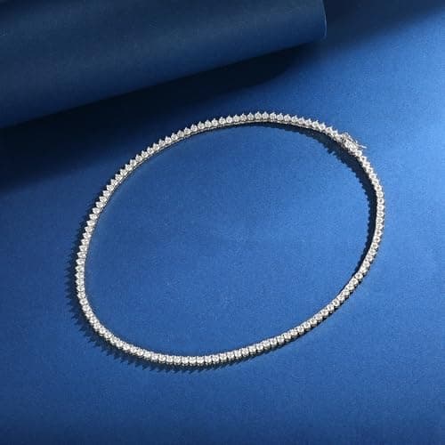 Gemsme 18K Gold Plated 3 Prong 3.0MM Round CZ Classic Tennis Necklace for Women