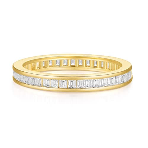 Shinylso Women's Princess Cut CZ Eternity Ring Gold/Silver/Rose Gold