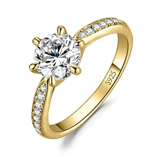 Moissanite Solitaire Engagement Rings for Women, 925 Sterling Silver Promise Ring