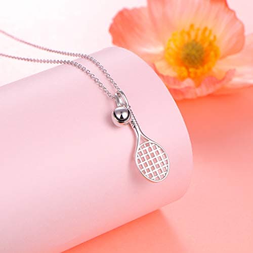 DAOCHONG S925 Sterling Silver Tennis Racket Pendant Necklace Gift