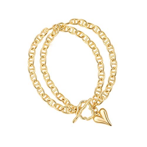 Pearlada 18k Gold Layered Coin Charm Cubic Zirconia Bracelet