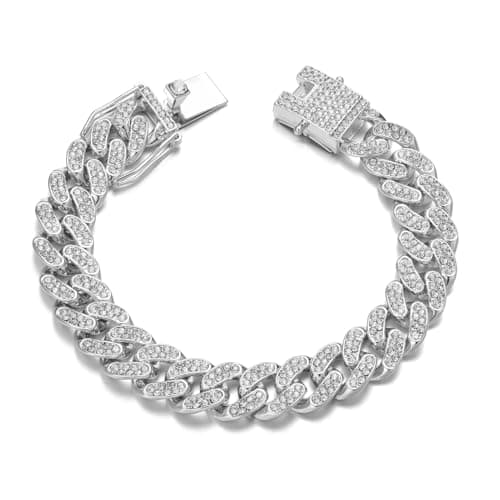 HIPBLING Iced Out Cuban Link Watch Bracelet for Men with Diamond