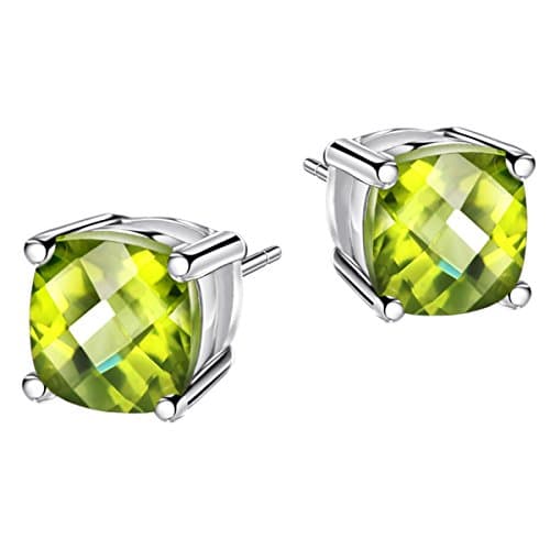 Michooyel Sterling Silver Peridot Stud Earrings 1.5ct August Birthstone Pair