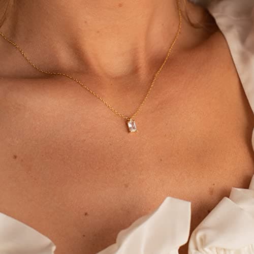 MIDEEO CZ Diamond Layered Pendant Necklace for Women