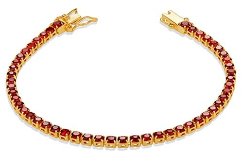 Milla 14K Gold Plated CZ Classic Tennis Bracelet - Women's Gold, Purple, Green, Red - Size 7 Inch
