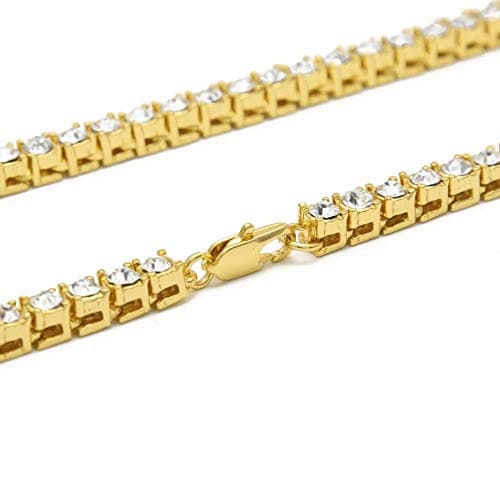 LARDROK Hip Hop Bling CZ Sparkling Cool Tennis Necklace for Men