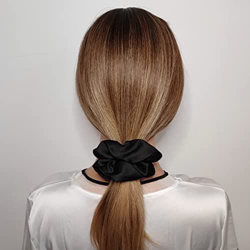 12pcs Black Satin Silk Scrunchies for Women & Girls