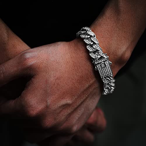 Halukakah Gold Chain for Men - The Royal - Iced Out 14/20MM 18k Real Gold/Platinum White Gold/Rose Gold/Rhodium Black Plated Diamond Cuban Link Chain Necklace Bracelet - Lab Diamonds Prong Set - Great Gift Idea