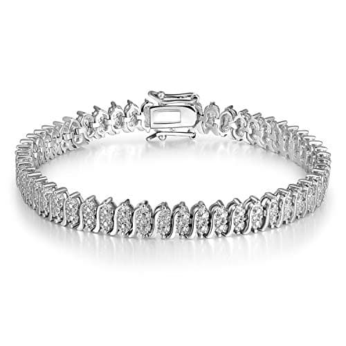 Refined title: MDFUN White Gold Plated Tennis Link Curb Chain Bracelet for Men Women 6.5-8 inches
