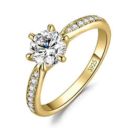 Moissanite Solitaire Engagement Rings for Women, 925 Sterling Silver Promise Ring