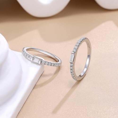 Moissanite Eternity Wedding Band for Women - Sterling Silver - Size 4-11