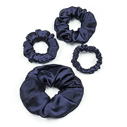 LilySilk 6A Grade Mulberry Silk Scrunchies Set - Black