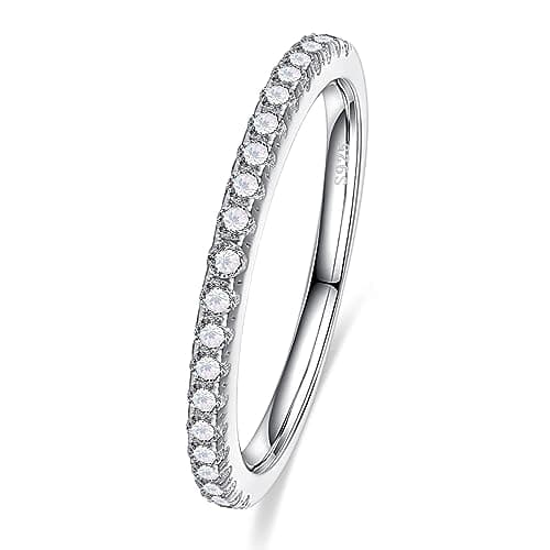 Yaresul Moissanite Half Eternity Ring 925 Silver D Color Stackable wedding ring