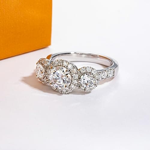 AimiIee 1.4-2.2cttw Moissanite Engagement Ring, D Color VVS1 Clarity, 925 Sterling Silver