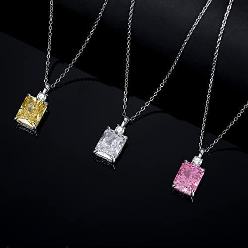 Lab Created Diamond Necklace for Women 925 Sterling Silver 18K Gold Plated Pendant Gift