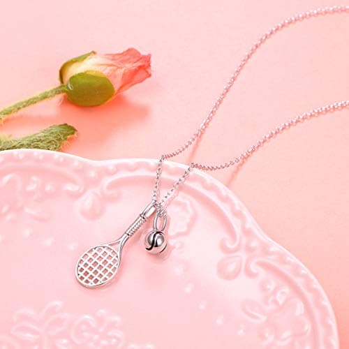 DAOCHONG S925 Sterling Silver Tennis Racket Pendant Necklace Gift