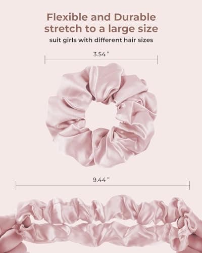Mulberry Silk No-Damage Scrunchies for Curly Hair, 3 Pack