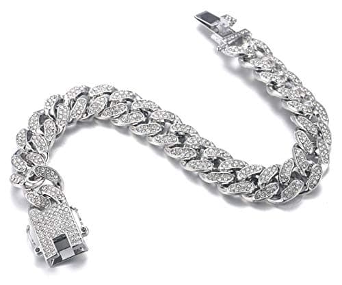 Halukakah Gold Chain for Men - The Royal - Iced Out 14/20MM 18k Real Gold/Platinum White Gold/Rose Gold/Rhodium Black Plated Diamond Cuban Link Chain Necklace Bracelet - Lab Diamonds Prong Set - Great Gift Idea